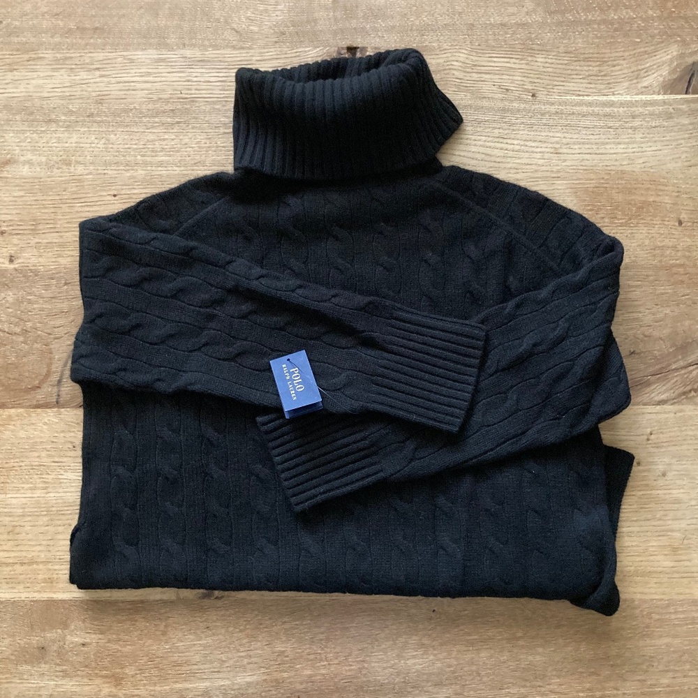 Polo Ralph Lauren Cashmere Turtleneck Cableknit Oversized Sweater